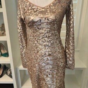 Gold Sequin Long Sleeve Mini Dress